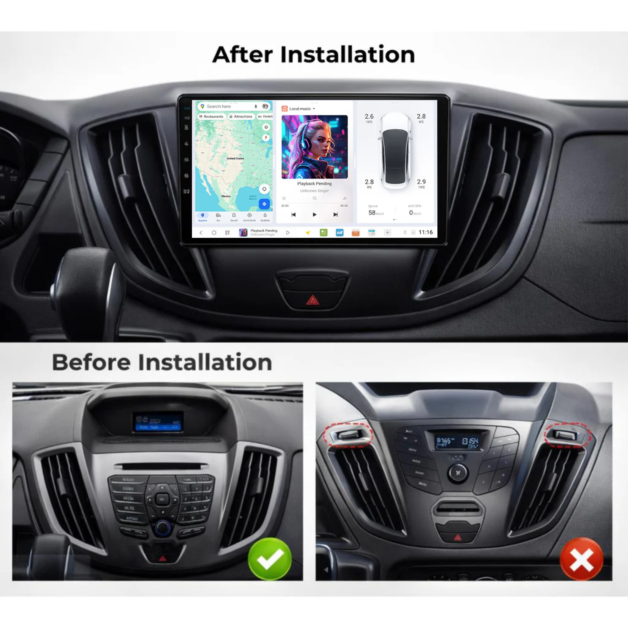 DUDU7 Ford Transit Tourneo 2013-2019 Head Unit Car Stereo | Apple CarPlay & Android Auto