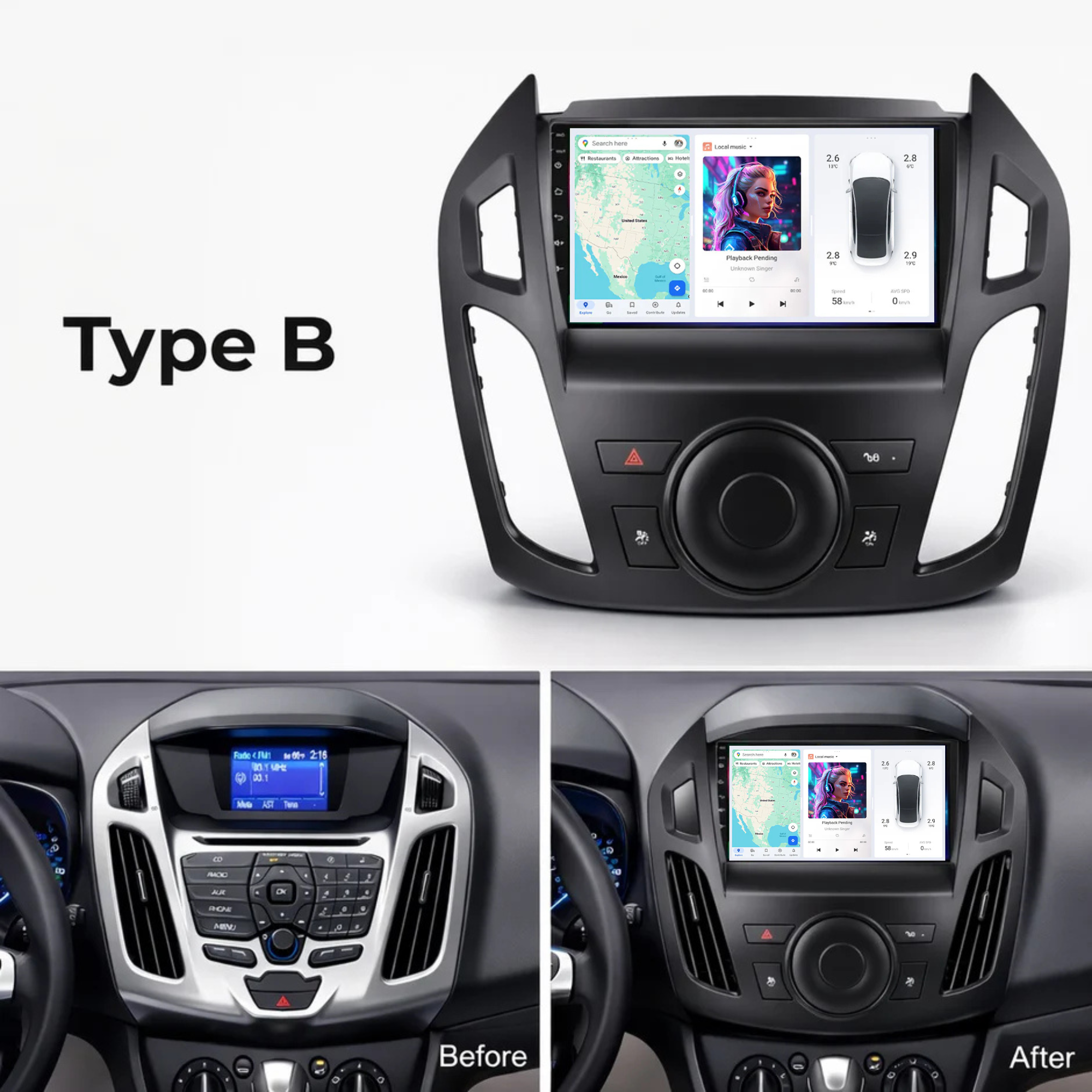 DUDU7 Ford Transit Connect 2013-2019 Head Unit Car Stereo | Apple CarPlay & Android Auto