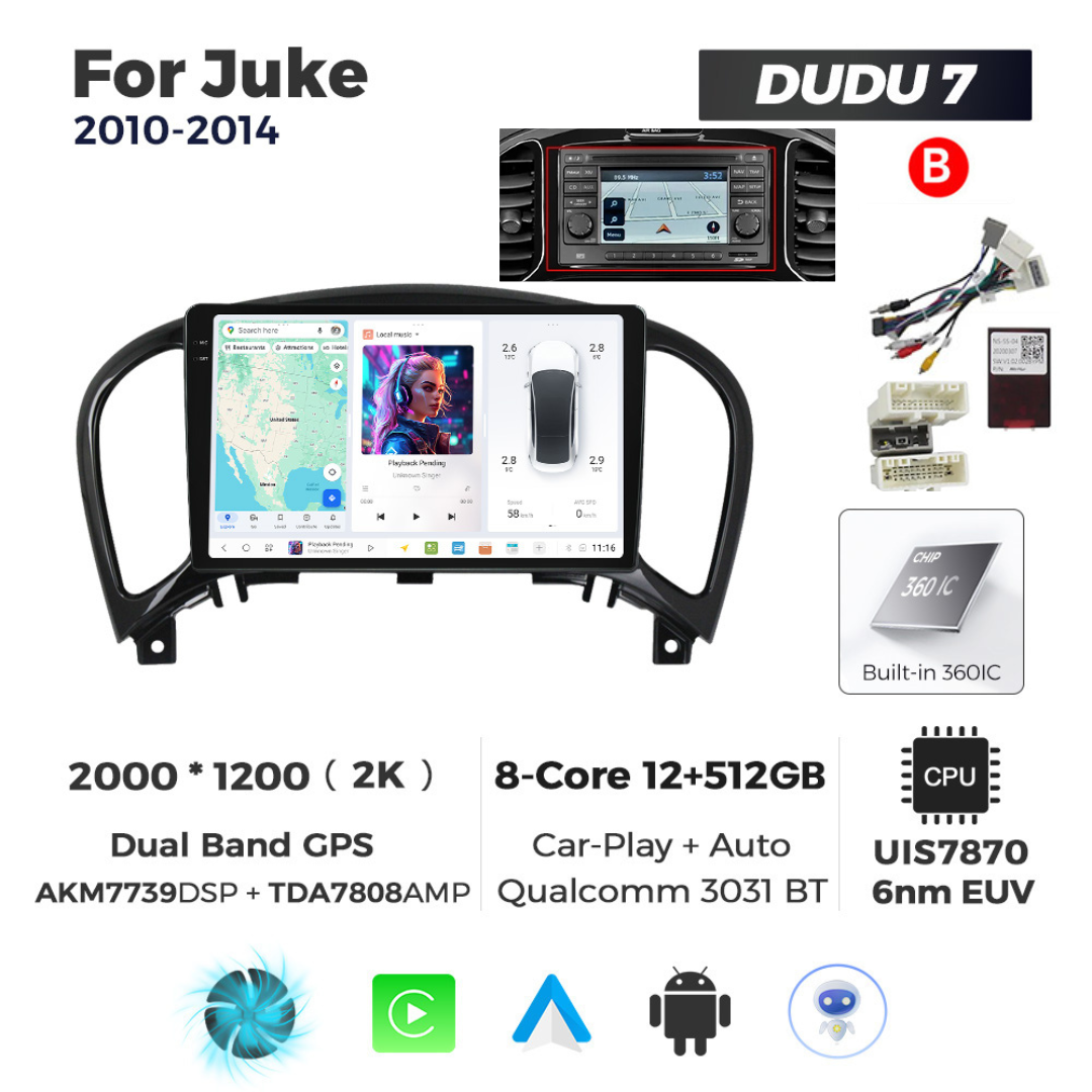 DUDU7 Nissan Juke 2010-2019 Head Unit Car Stereo | Apple CarPlay & Android Auto