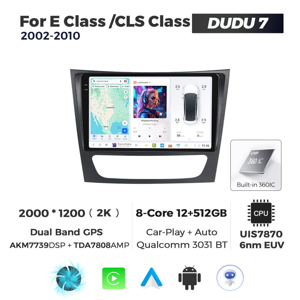 DUDU7 Mercedes E-Class CLS 2002-2010 Head Unit Car Stereo | Apple CarPlay & Android Auto