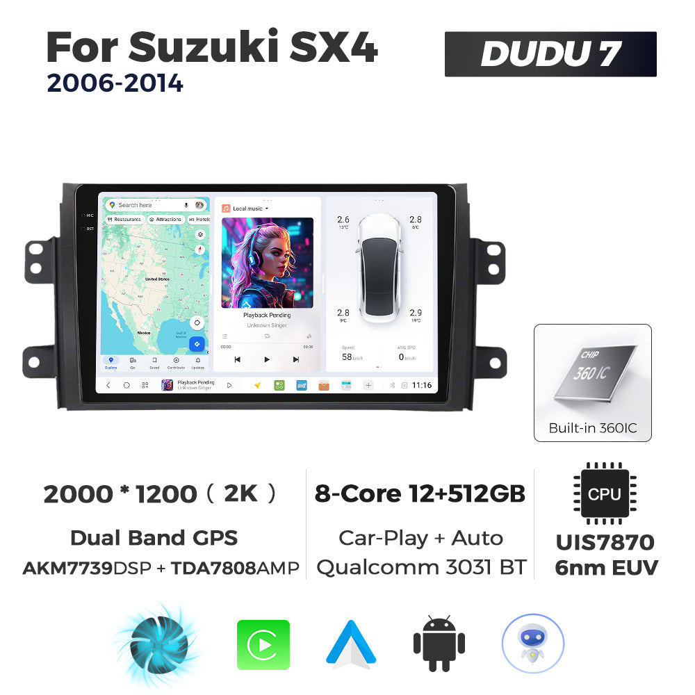 DUDU7 Suzuki SX4 2006-2014 Head Unit Car Stereo | Apple CarPlay & Android Auto