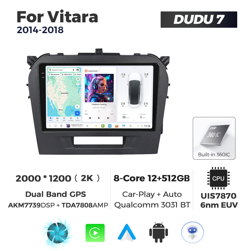 DUDU7 Suzuki Vitara 2014-2018 Head Unit Car Stereo | Apple CarPlay & Android Auto