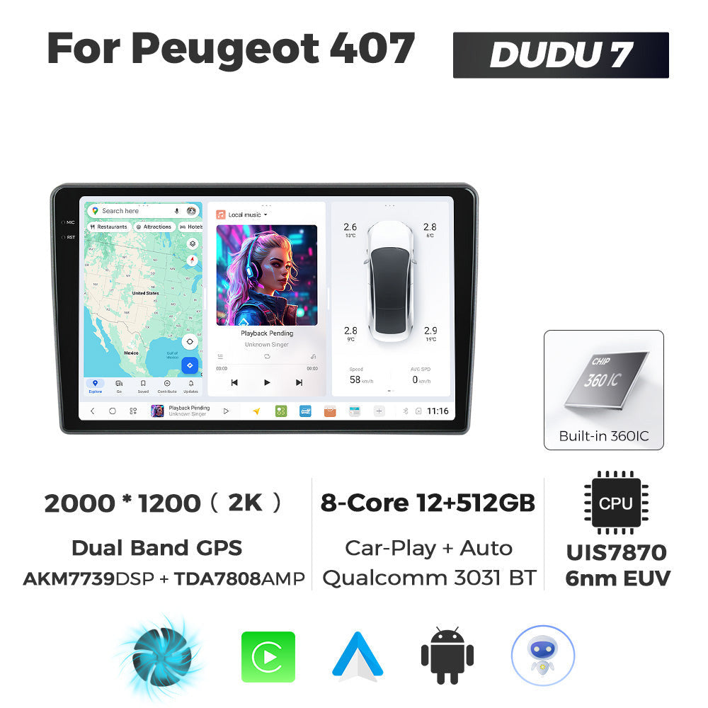 DUDU7 Peugeot 407 2004-2010 Head Unit Car Stereo | Apple CarPlay & Android Auto