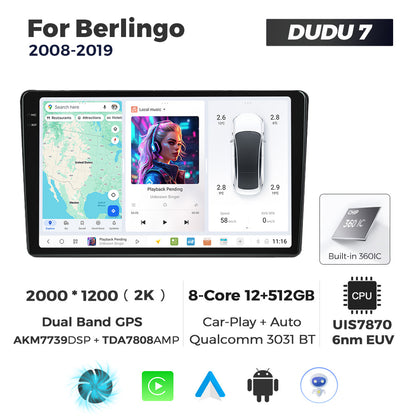 DUDU7 Citroen Berlingo Peugeot Partner 2008-2019 Head Unit Car Stereo | Apple CarPlay & Android Auto