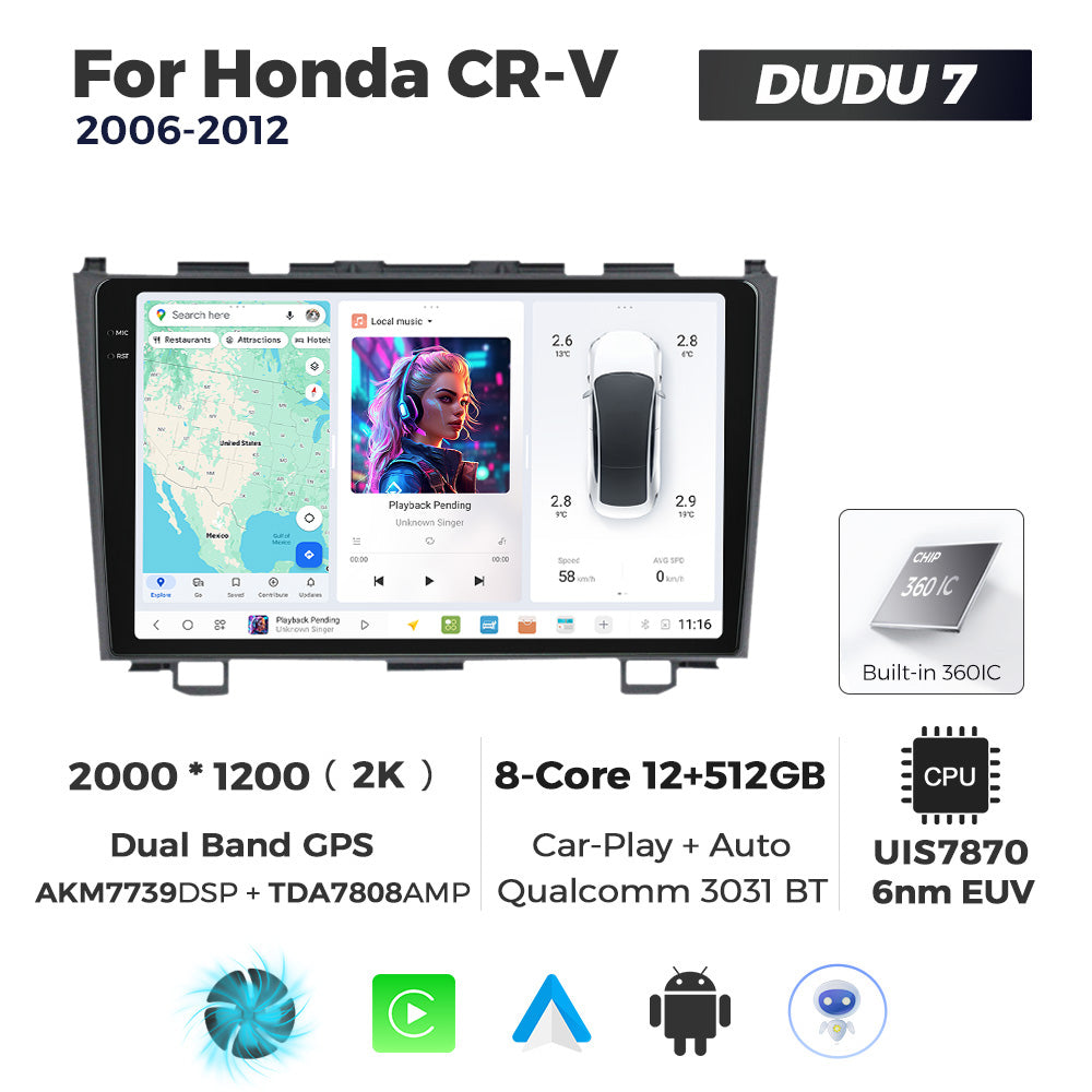 DUDU7 Honda CRV 2006-2012 Head Unit Car Stereo | Apple CarPlay & Android Auto