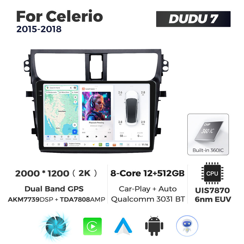 DUDU7 Suzuki Celerio 2015-2018 Head Unit Car Stereo | Apple CarPlay & Android Auto