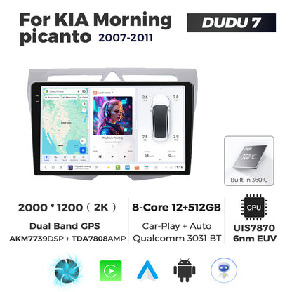 DUDU7 Kia Picanto 2007-2011 Head Unit Car Stereo | Apple CarPlay & Android Auto