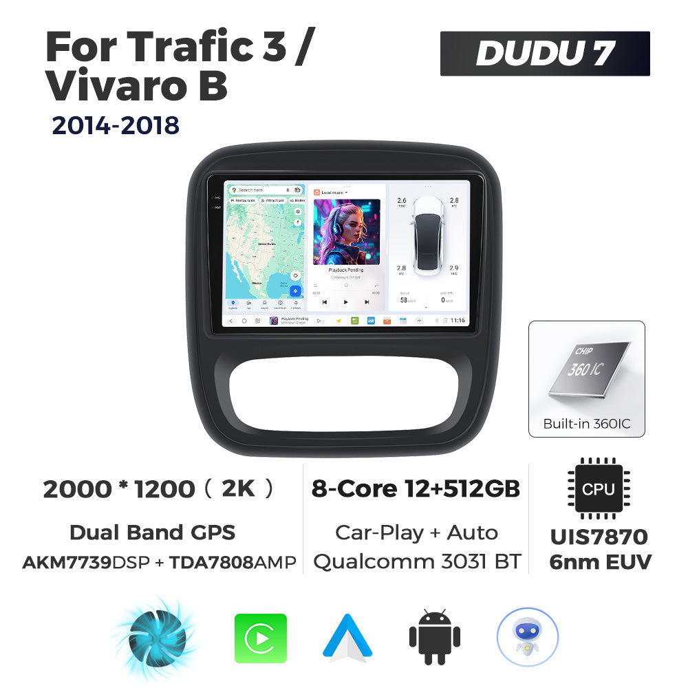 DUDU7 Vauxhall Vivaro Renault Traffic 2014-2021 Head Unit Car Stereo | Apple CarPlay & Android Auto