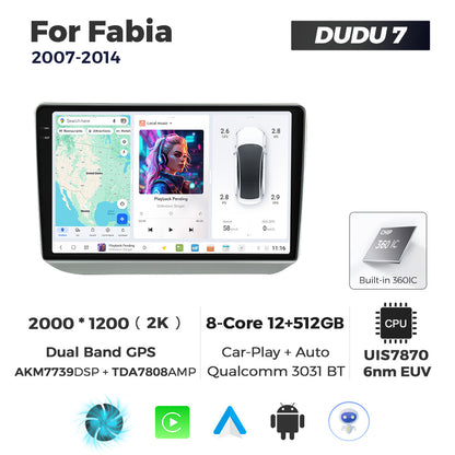 DUDU7 Skoda Fabia 2007-2014 Head Unit Car Stereo | Apple CarPlay & Android Auto