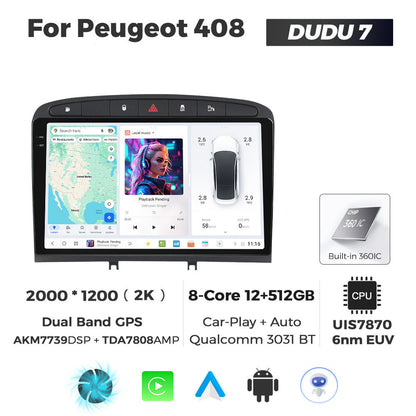 DUDU7 Peugeot 308 308SW 408 2007-2013 Head Unit Car Stereo | Apple CarPlay & Android Auto