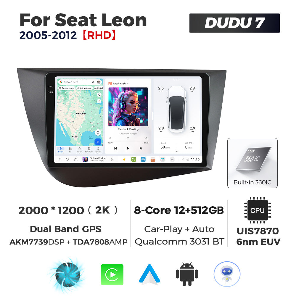 DUDU7 Seat Leon 2005-2012 Head Unit Car Stereo | Apple CarPlay & Android Auto