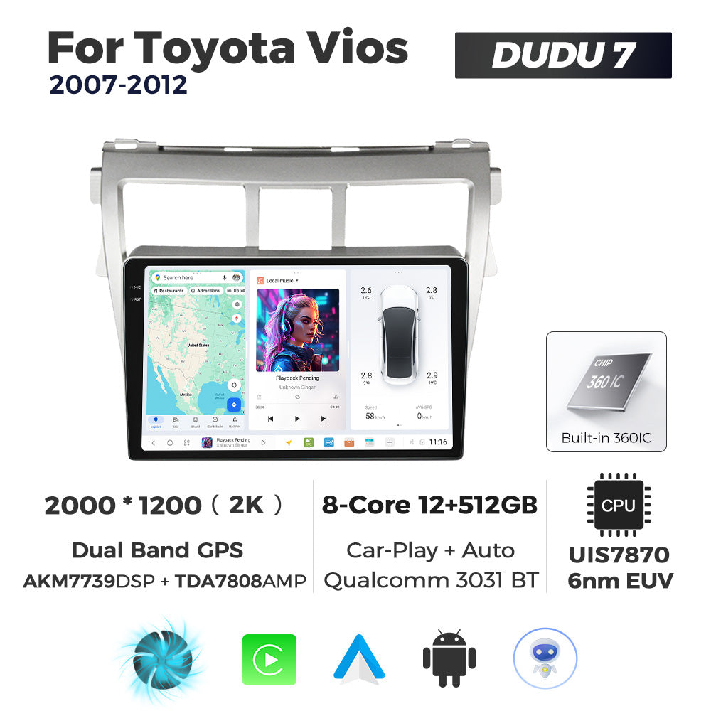 DUDU7 Toyota Verso 2007-2012 Head Unit Car Stereo | Apple CarPlay & Android Auto