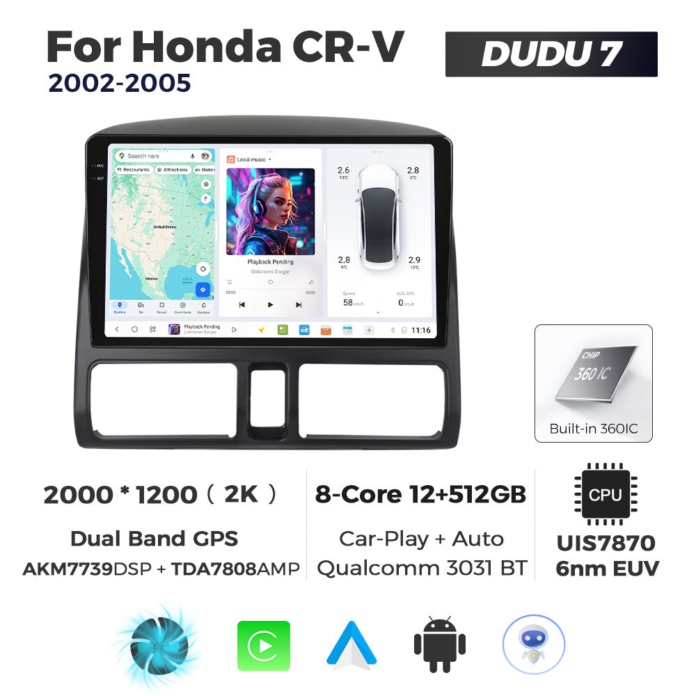 DUDU7 Honda CRV 2002-2005 Head Unit Car Stereo | Apple CarPlay & Android Auto