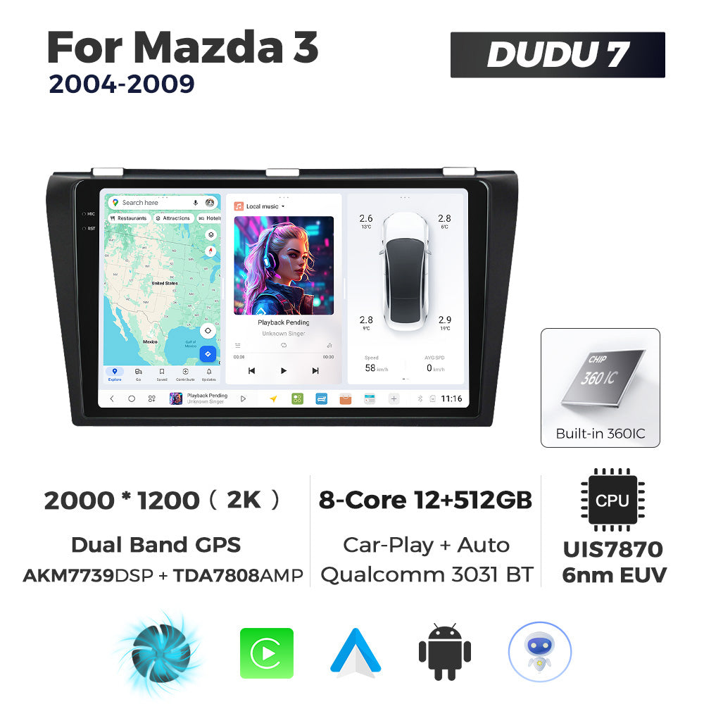 DUDU7 Mazda 3 2004-2009 Head Unit Car Stereo | Apple CarPlay & Android Auto