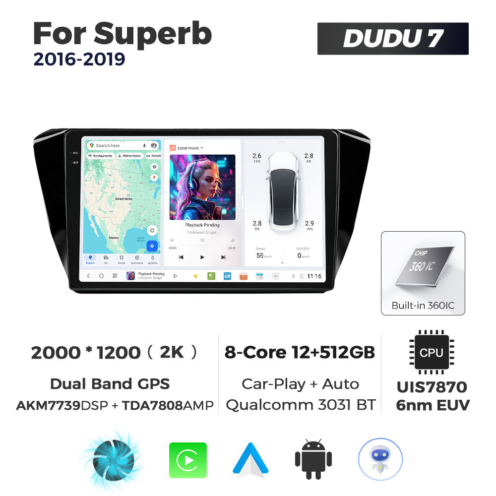DUDU7 Skoda Superb 2016-2019 Head Unit Car Stereo | Apple CarPlay & Android Auto