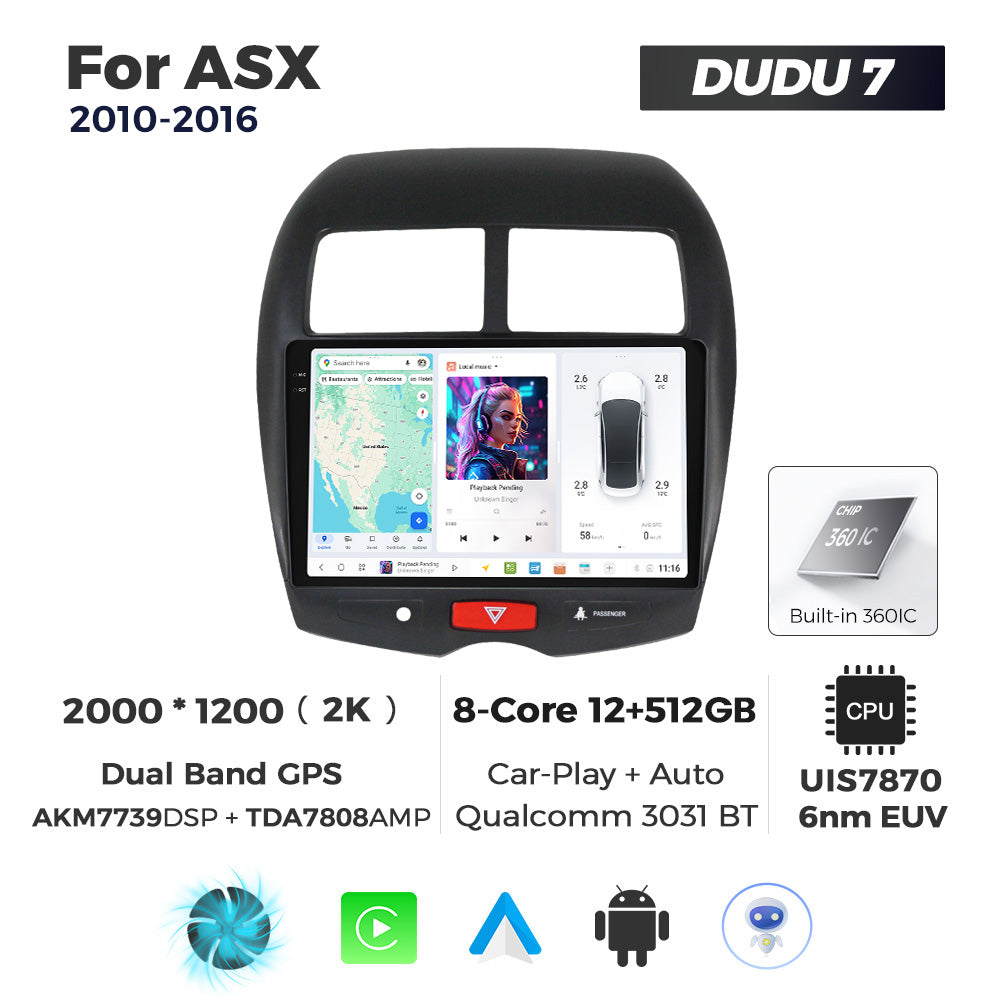 DUDU7 Citroen C4 Aircross Peugeot 4008 Mitsubishi Outlander Sport ASX 2010-2017 Head Unit Car Stereo | Apple CarPlay & Android Auto