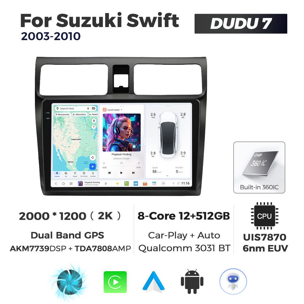 DUDU7 Suzuki Swift 2003-2010 Head Unit Car Stereo | Apple CarPlay & Android Auto