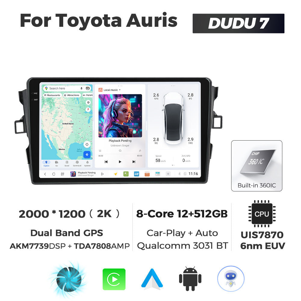 DUDU7 Toyota Auris 2006-2012 Head Unit Car Stereo | Apple CarPlay & Android Auto