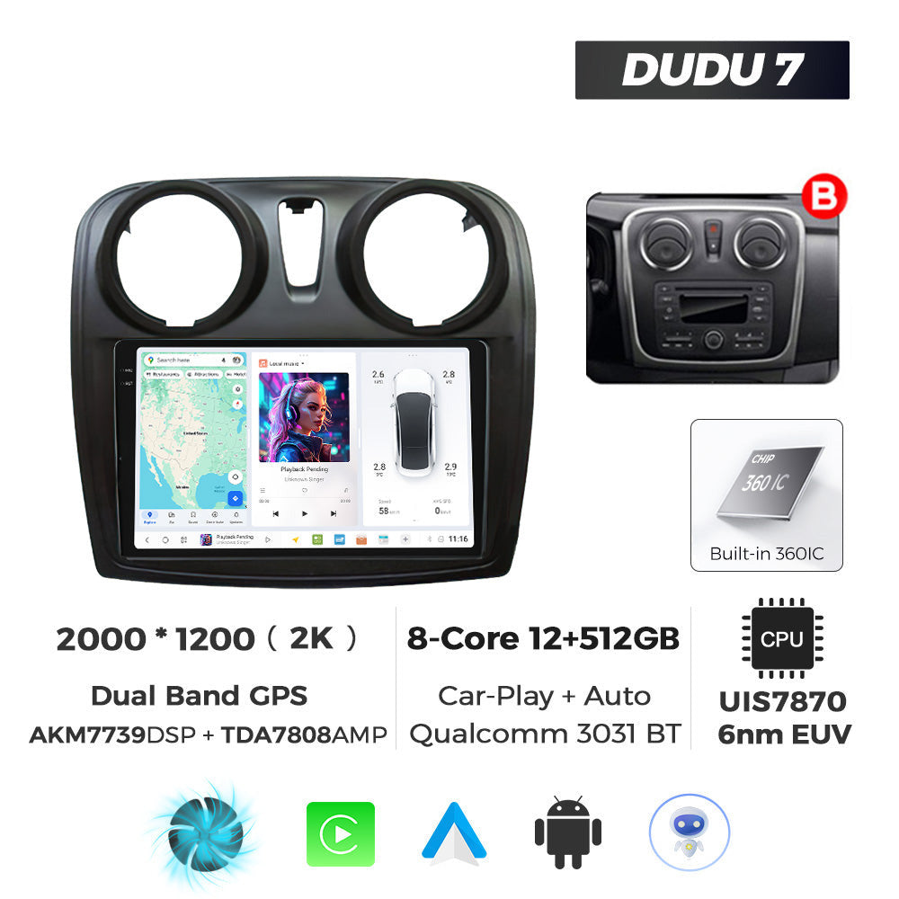 DUDU7 Dacia Logan Sandero 2012-2020  Head Unit Car Stereo | Apple CarPlay & Android Auto