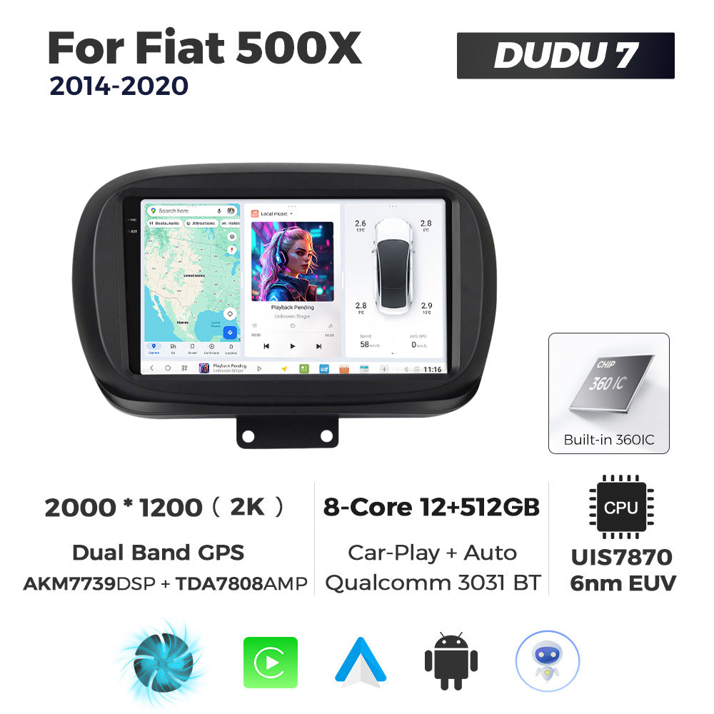DUDU7 Fiat 500X 2014-2020 Head Unit Car Stereo | Apple CarPlay & Android Auto