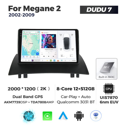 DUDU7 Megane 2 2002-2009 Head Unit Car Stereo | Apple CarPlay & Android Auto