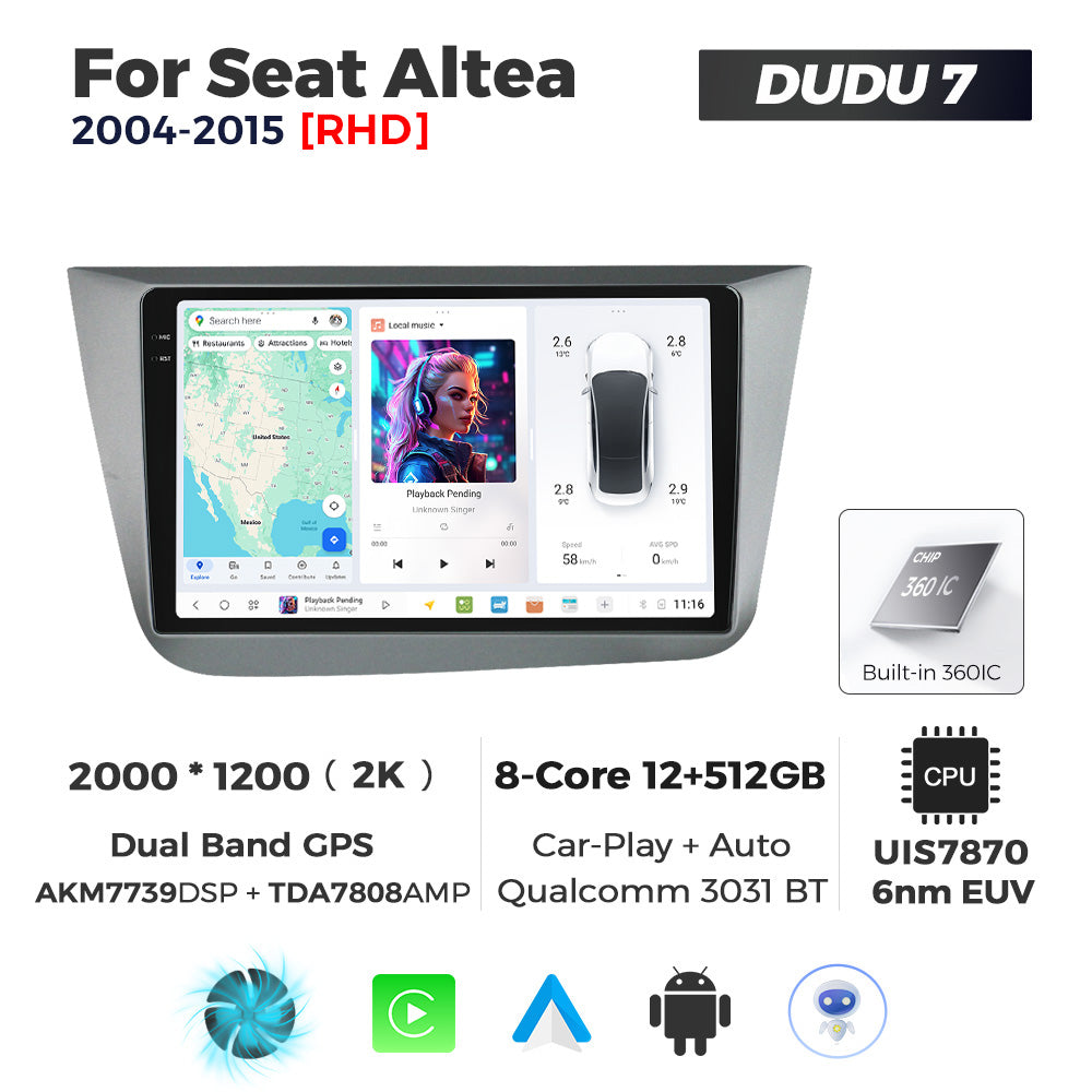 DUDU7 Seat Altea RHD 2004-2015 Head Unit Car Stereo | Apple CarPlay & Android Auto