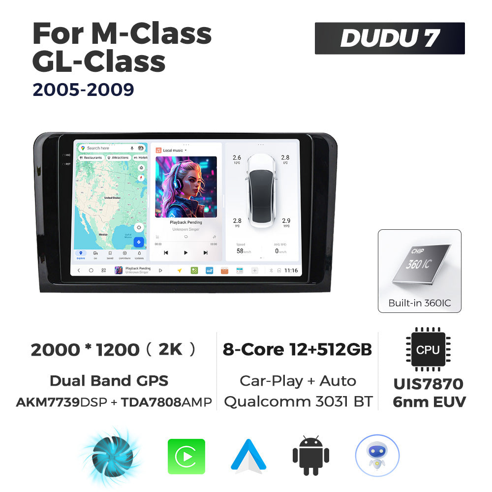 DUDU7 Mercedes ML GL 2005-2010 Head Unit Car Stereo | Apple CarPlay & Android Auto