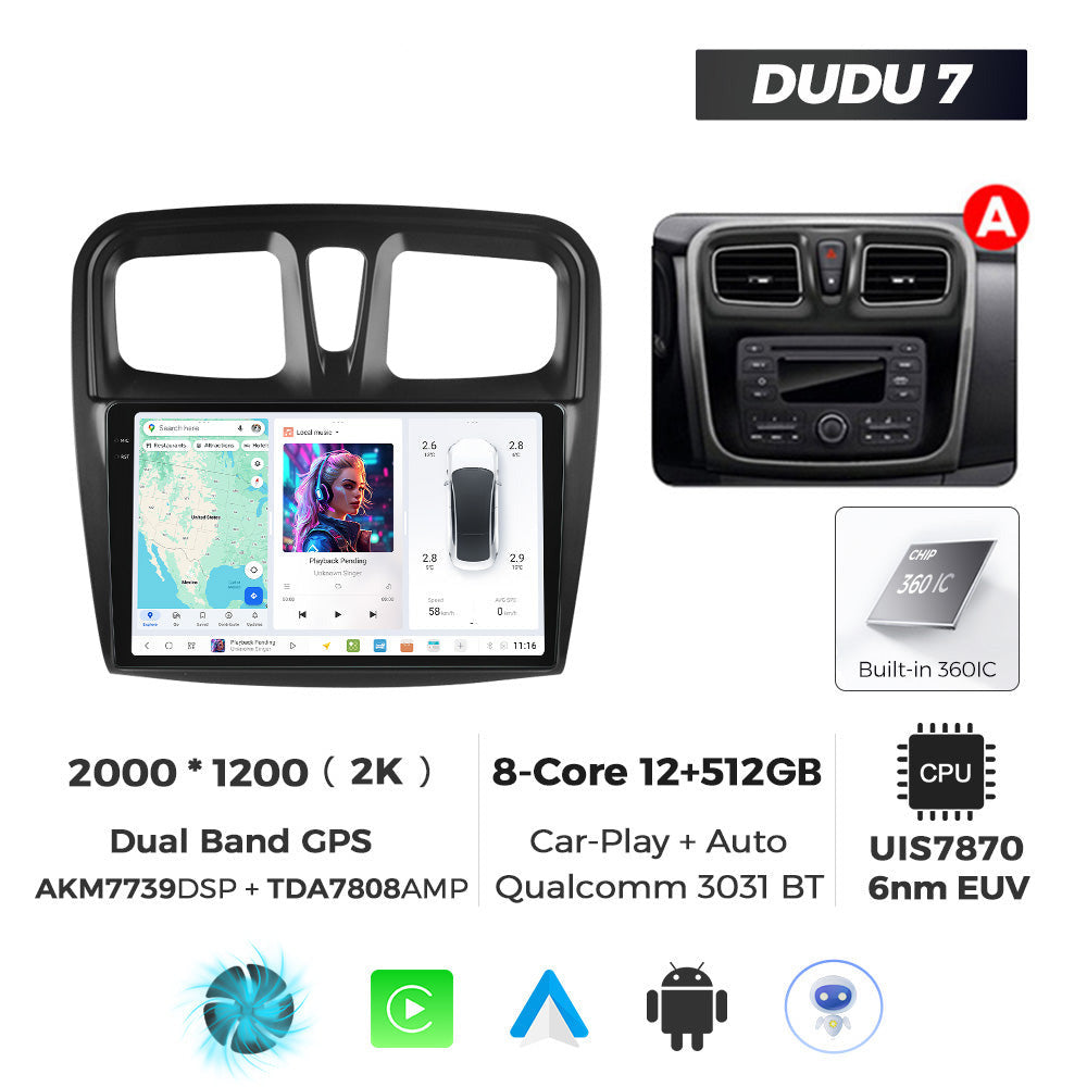 DUDU7 Dacia Logan Sandero 2012-2020  Head Unit Car Stereo | Apple CarPlay & Android Auto