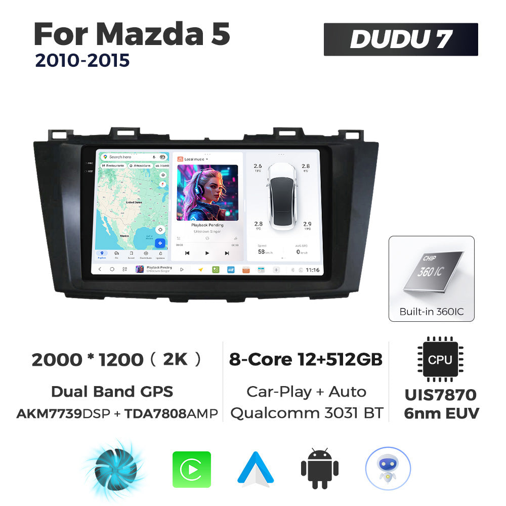 DUDU7 Mazda 5 2010-2015 Head Unit Car Stereo | Apple CarPlay & Android Auto