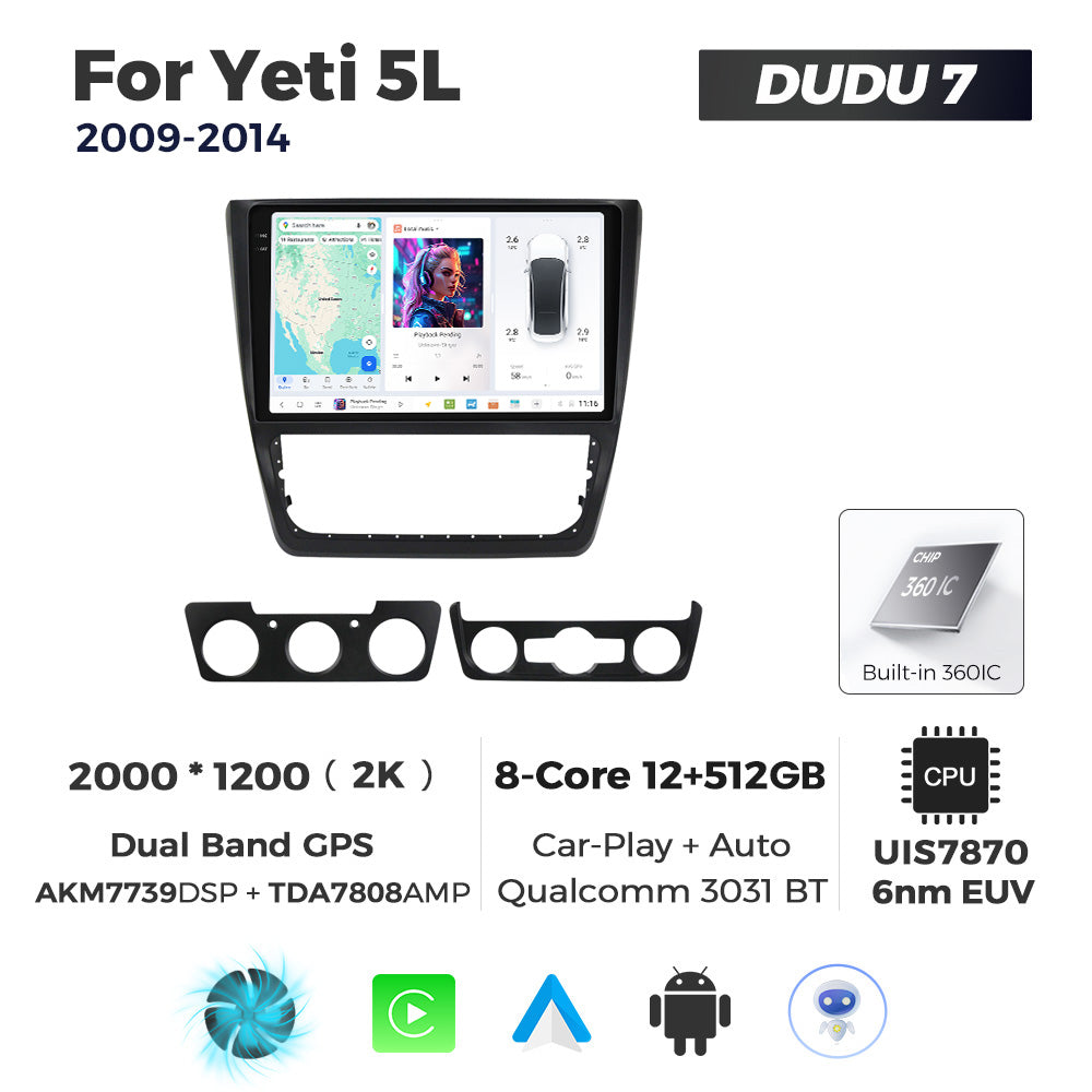 DUDU7 Skoda Yeti 2009-2014 Head Unit Car Stereo | Apple CarPlay & Android Auto