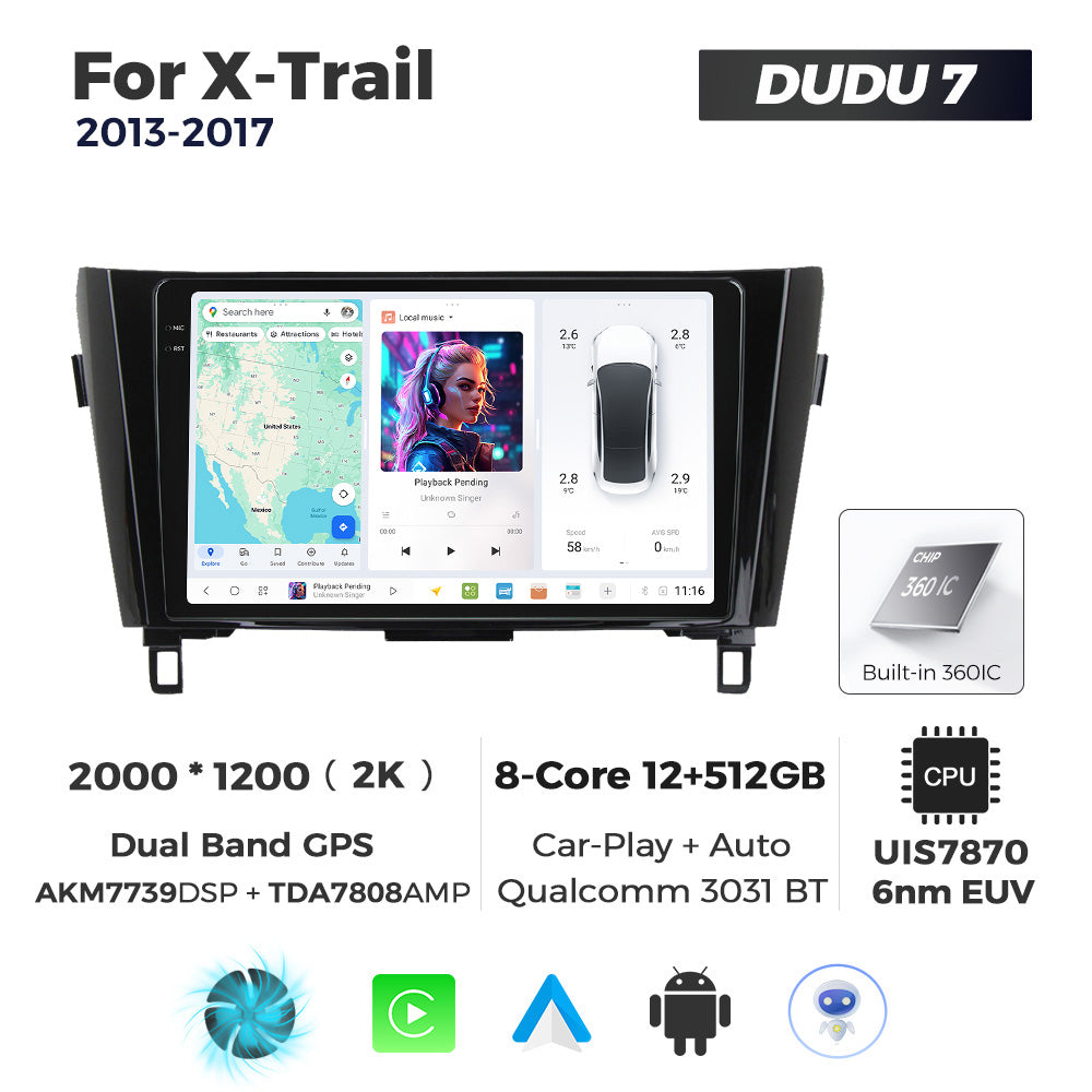 DUDU7 Nissan Qashqai | X-Trail 2013-2020 Head Unit Car Stereo | Apple CarPlay & Android Auto
