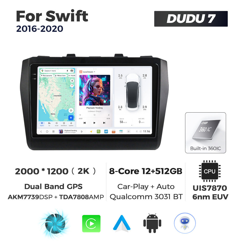 DUDU7 Suzuki Swift 2016-2020 Head Unit Car Stereo | Apple CarPlay & Android Auto