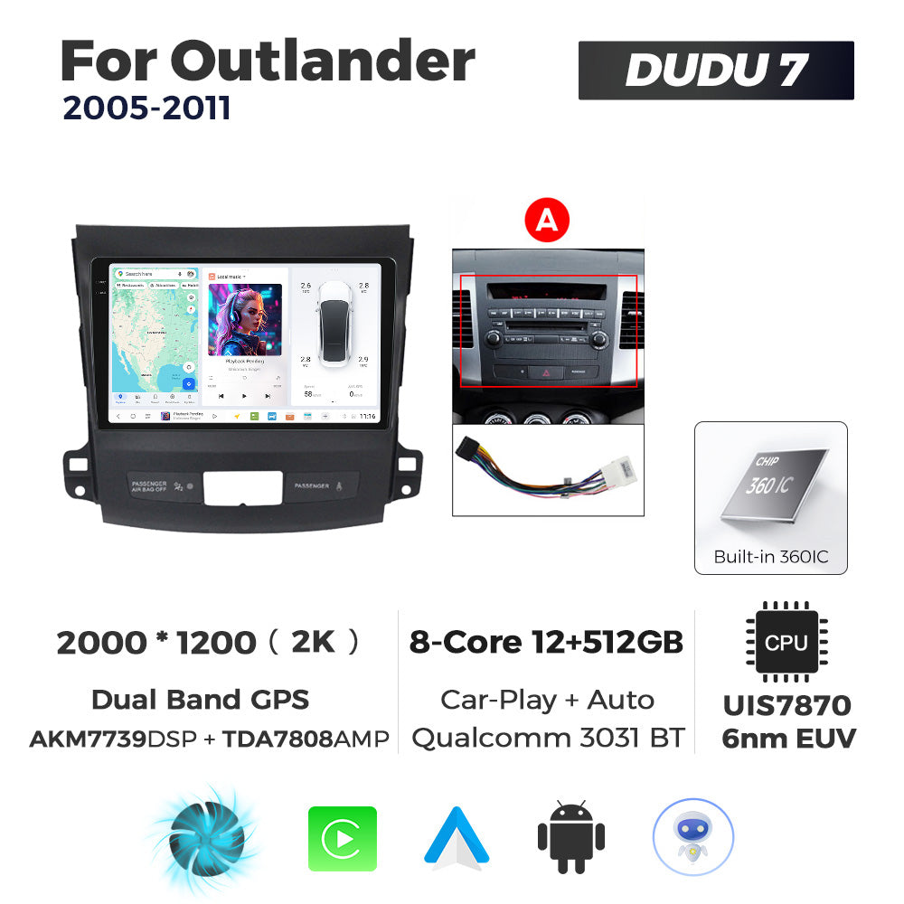 DUDU7 Citroen C-Crosser Peugeot 4007 Mitsubishi Outlander 2005-2012 Head Unit Car Stereo | Apple CarPlay & Android Auto