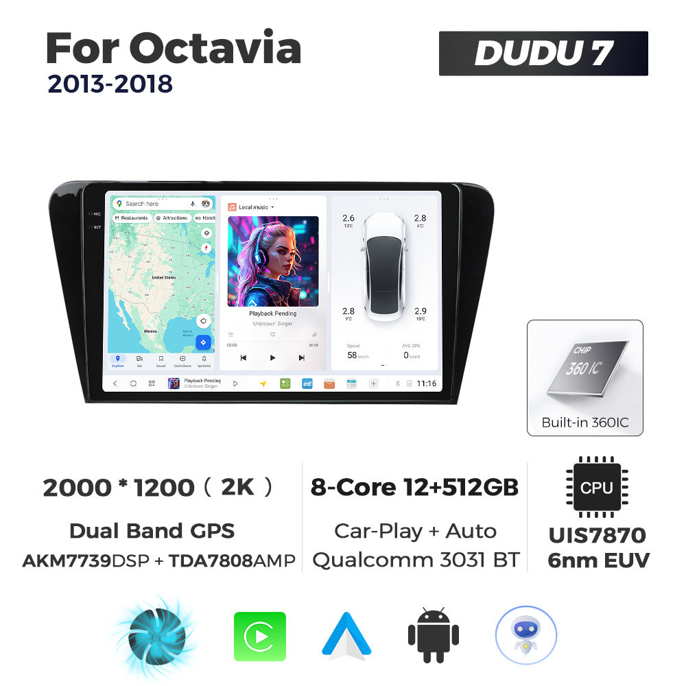 DUDU7 Skoda Octavia 2013-2018 Head Unit Car Stereo | Apple CarPlay & Android Auto