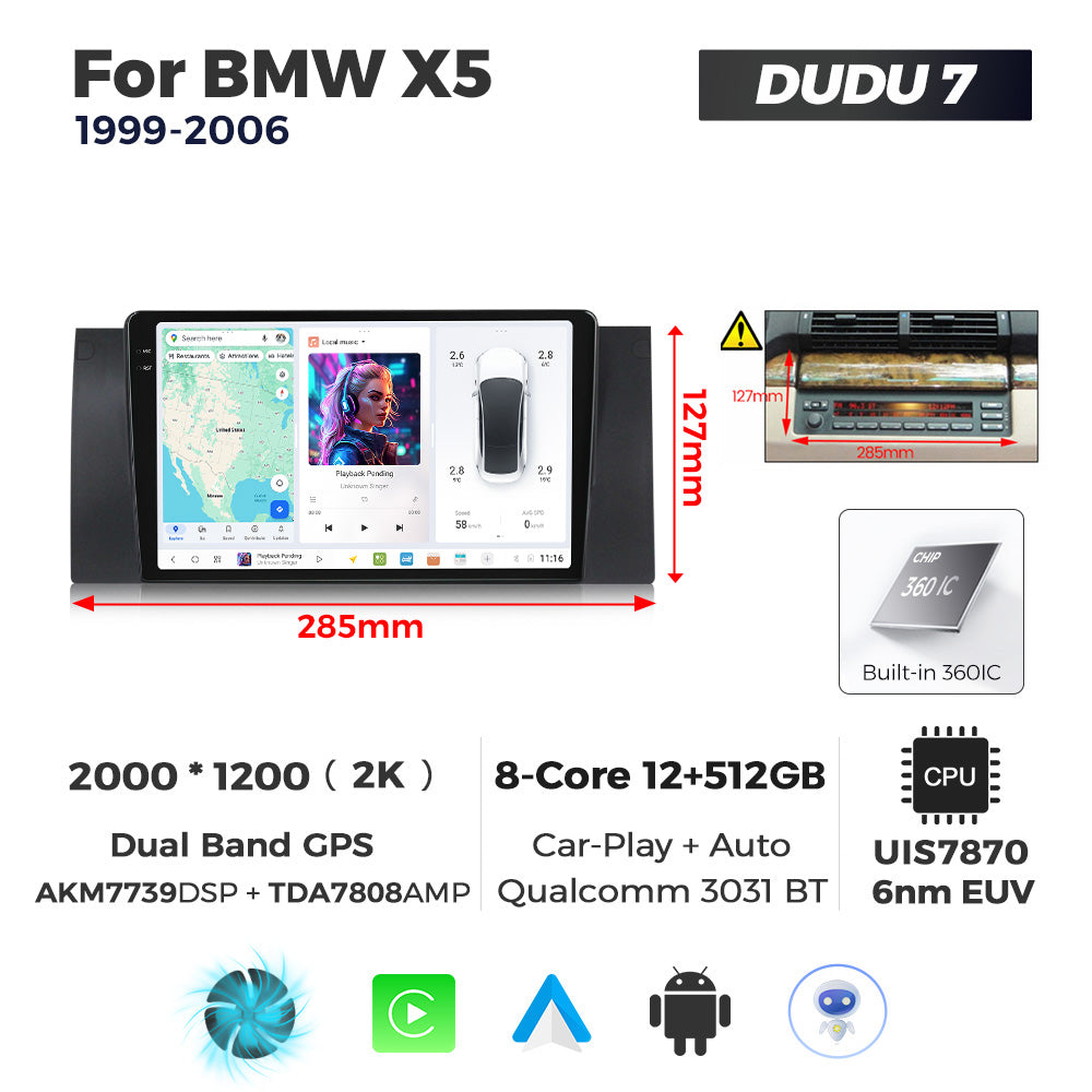 DUDU7 BMW X5 E53 / 5 Series 1999-2006 Head Unit Car Stereo | Apple CarPlay & Android Auto