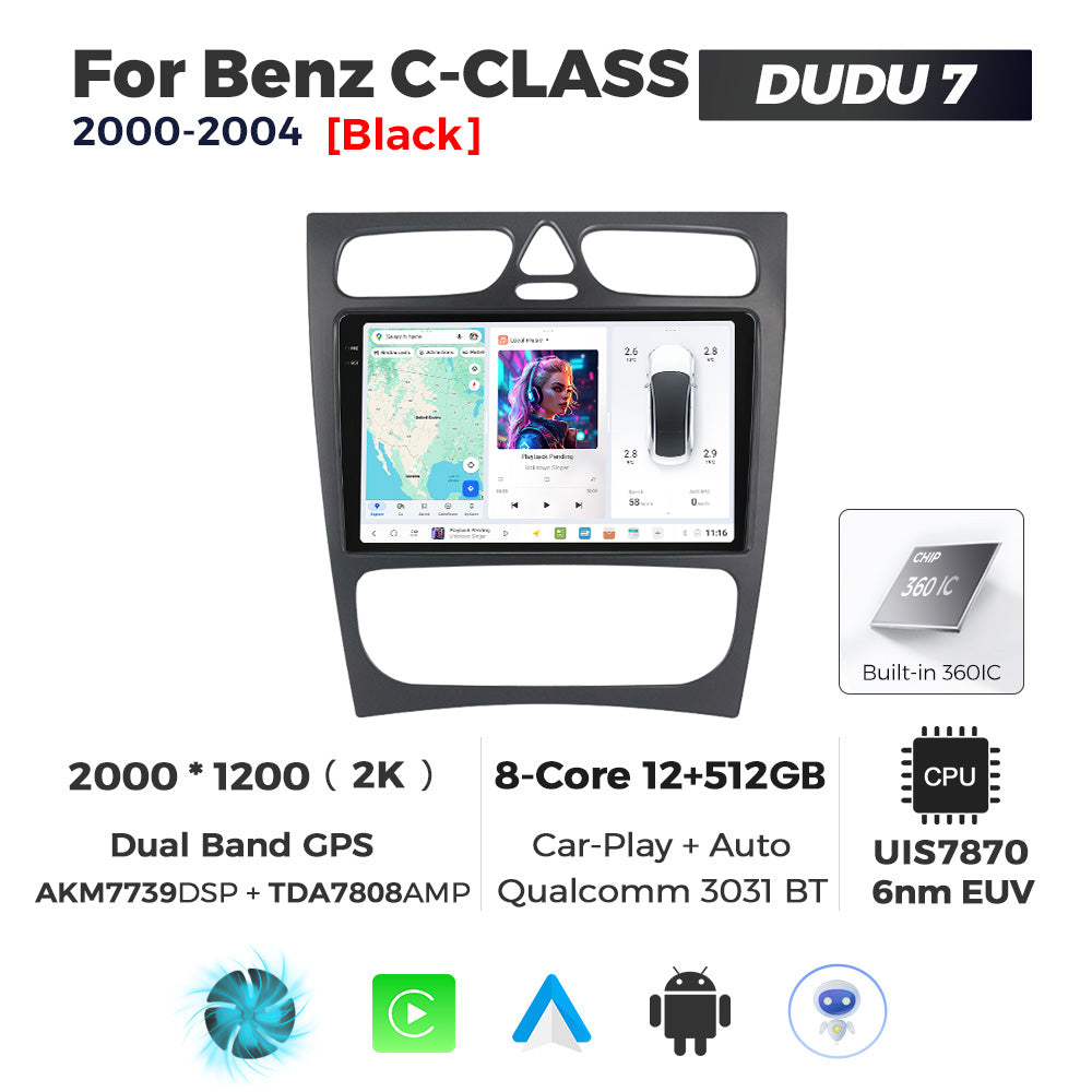 DUDU7 Mercedes C-Class 2000-2004 Head Unit Car Stereo | Apple CarPlay & Android Auto