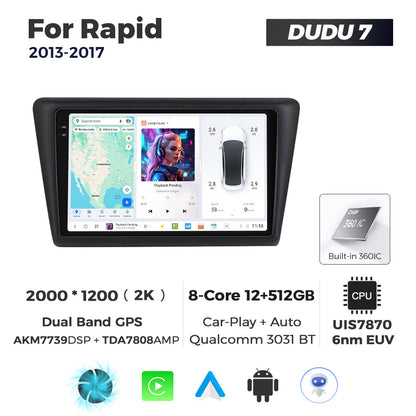 DUDU7 Skoda Rapid 2013-2017 Head Unit Car Stereo | Apple CarPlay & Android Auto