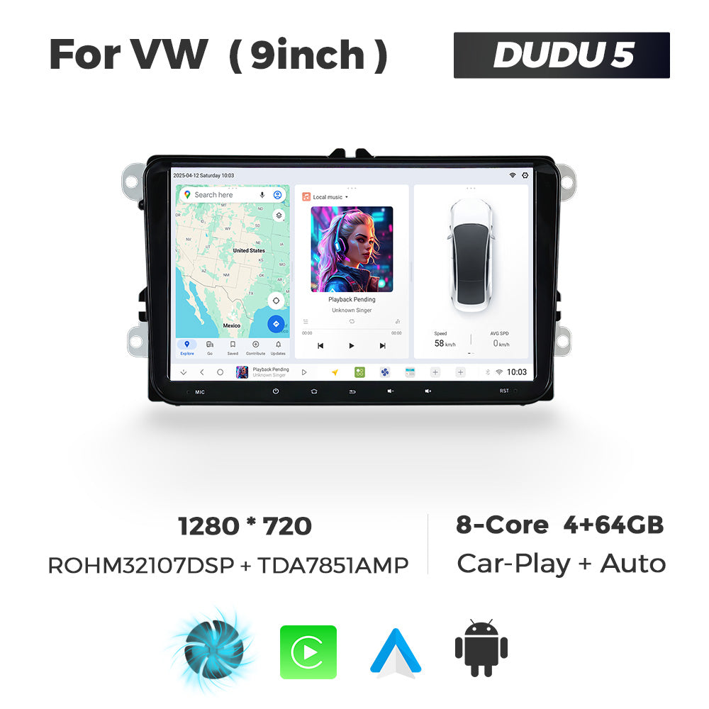 DUDU7 VW Seat Skoda 9″ Head Unit Car Stereo | Apple CarPlay & Android Auto