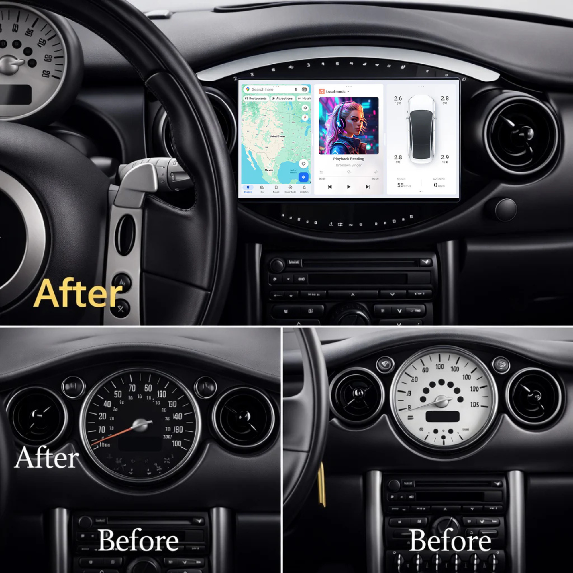 DUDU7 Mini Convertible Cooper Hatch 2002-2008 Head Unit Car Stereo | Apple CarPlay & Android Auto