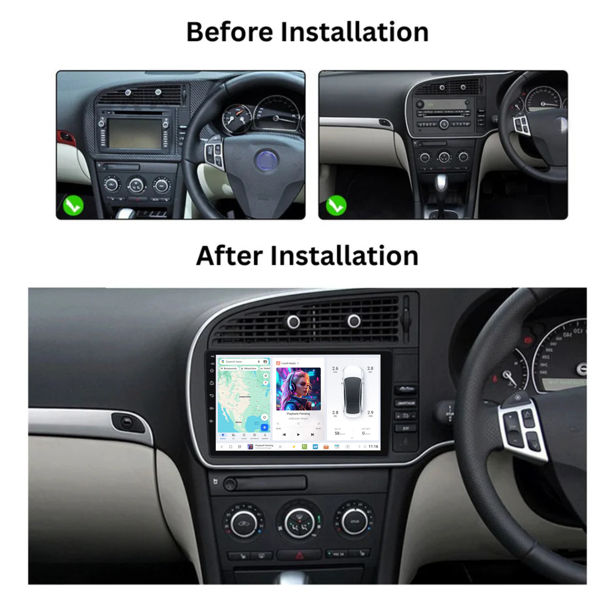 DUDU7 Saab 93 9-3 2006-2011 Head Unit Car Stereo | Apple CarPlay & Android Auto