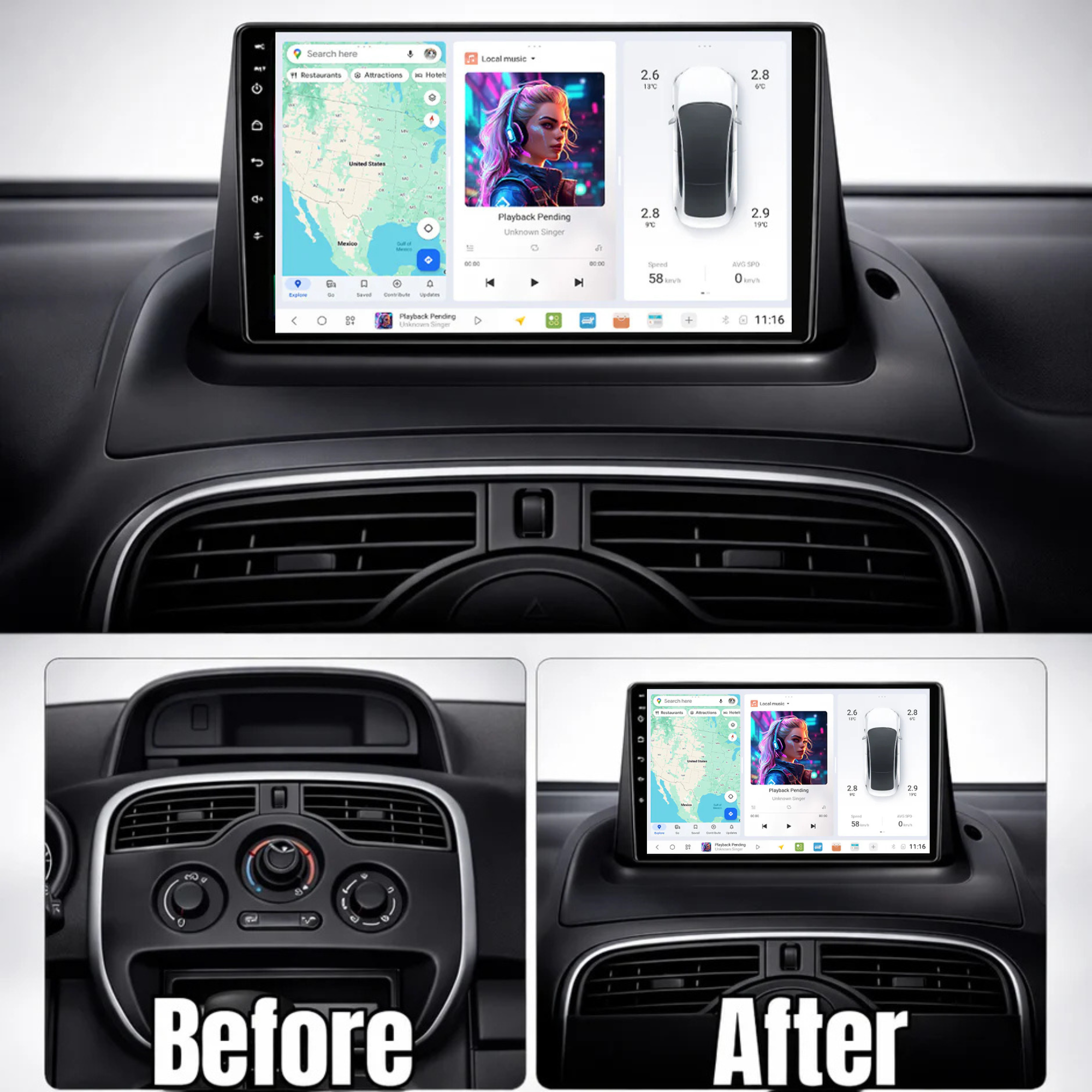 DUDU7 Renault Kangoo 2009-2018 Head Unit Car Stereo | Apple CarPlay & Android Auto