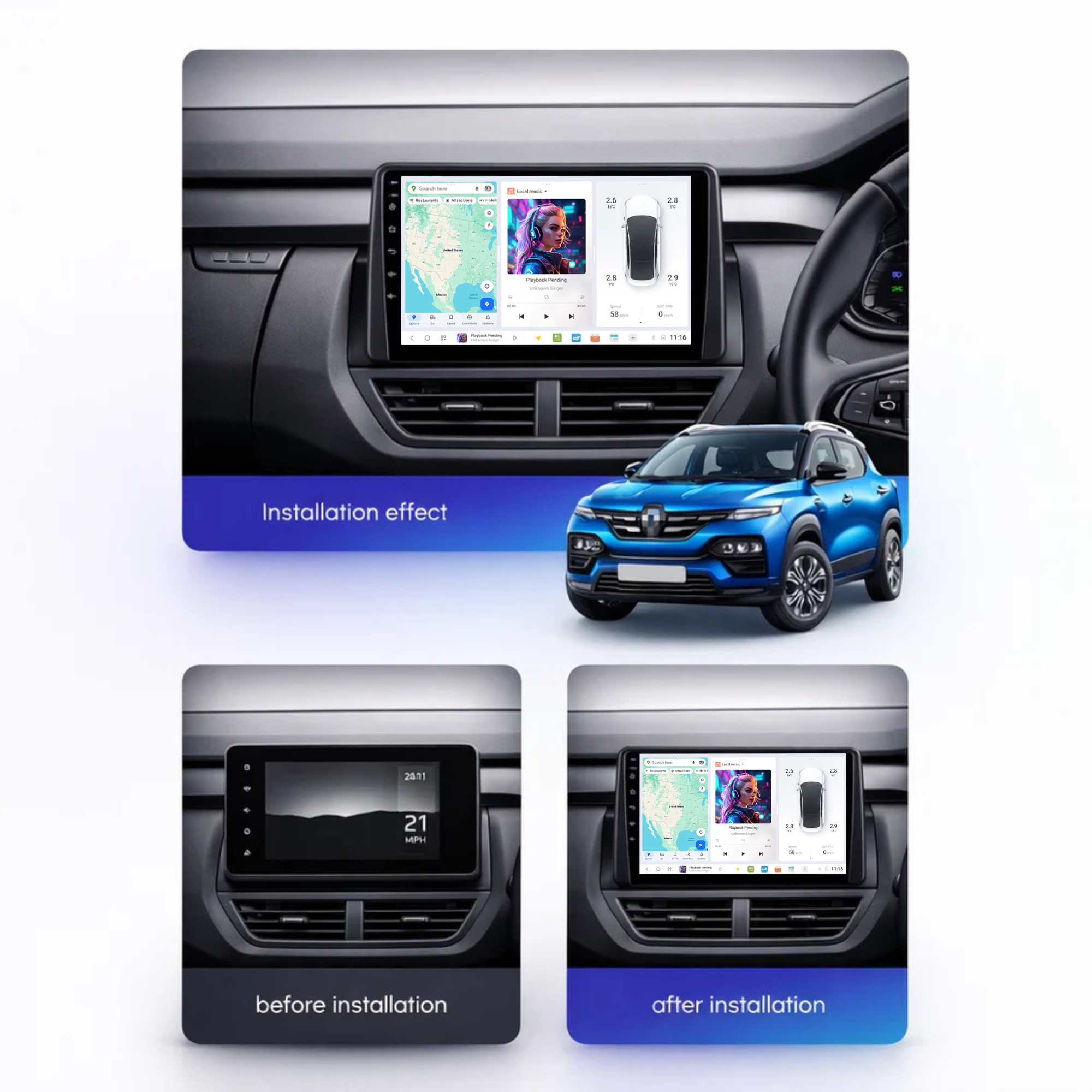 DUDU7 Renault Kiger 2021-2026 Head Unit Car Stereo | Apple CarPlay & Android Auto