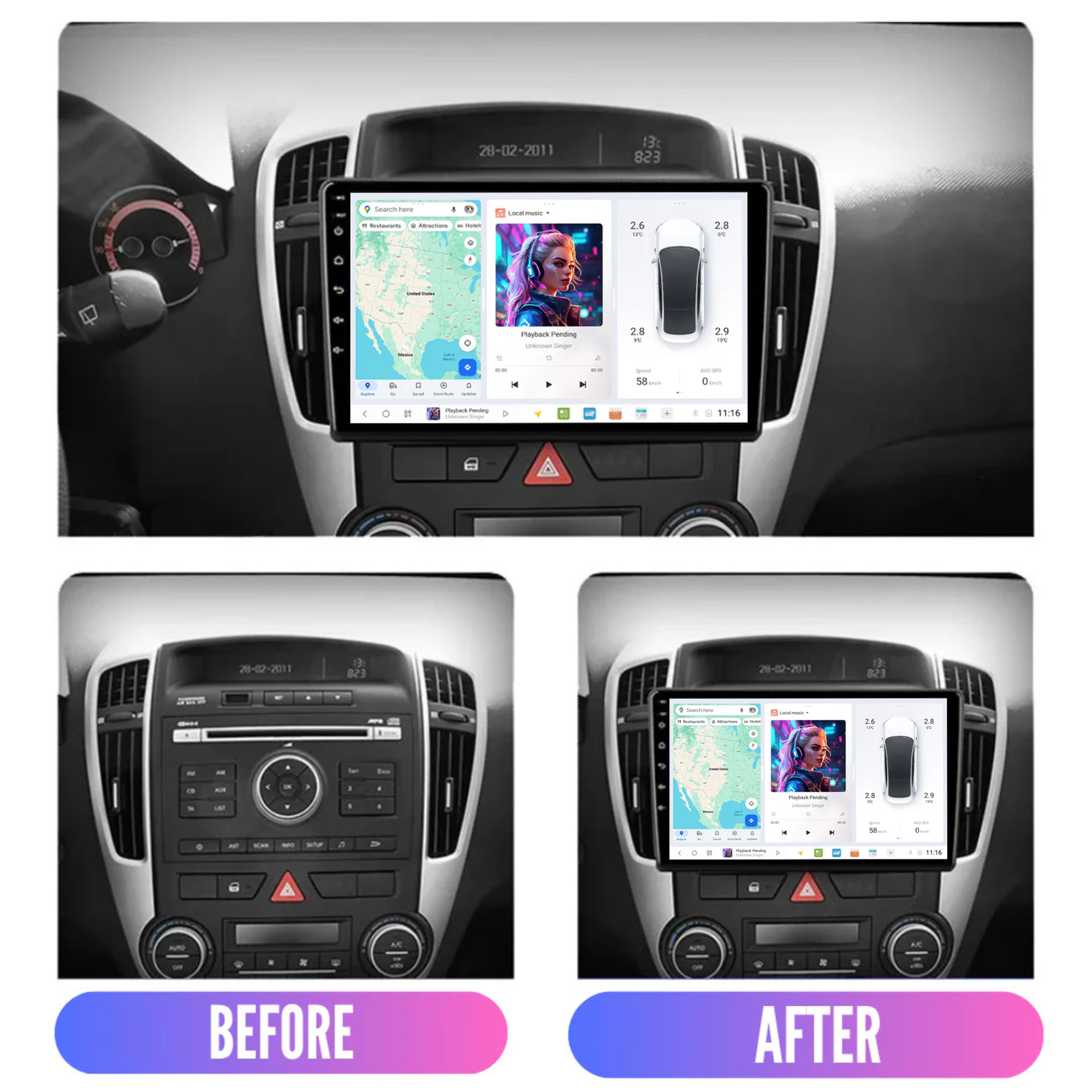 DUDU7 Kia Ceed & ProCeed 2006-2012 Head Unit Car Stereo | Apple CarPlay & Android Auto