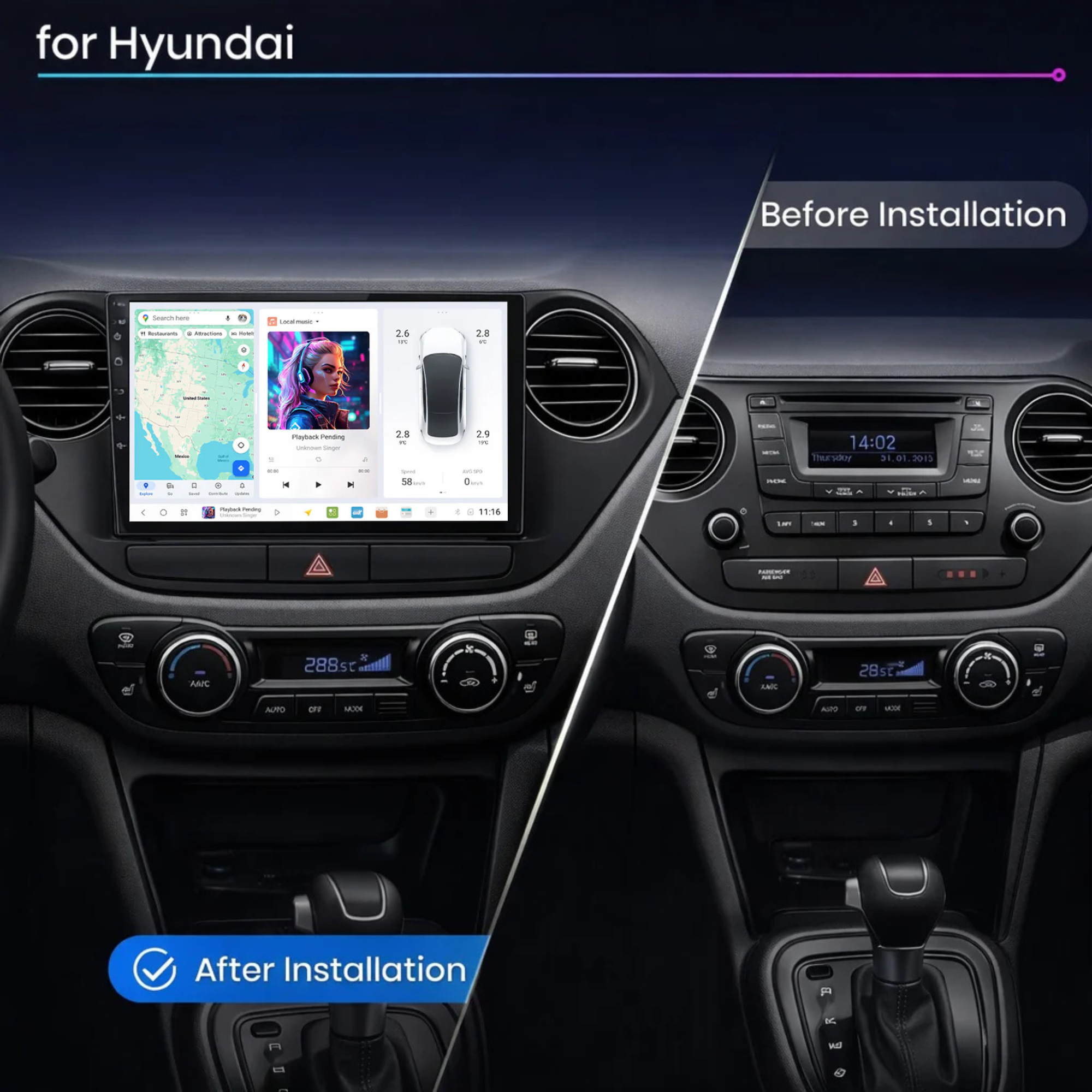 DUDU7 Hyundai i10 2013-2019 Head Unit Car Stereo | Apple CarPlay & Android Auto